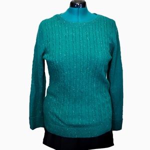 Talbot Speckled Emerald Green Knit Crew Neck Sweater Women’s Size Large